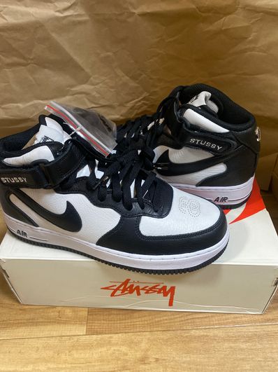 Stussy × Nike Air Force 1 Mid "Black and Light Bone"