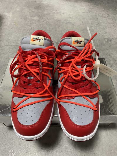Off-White × Nike Dunk Low "University Red/Wolf Grey"