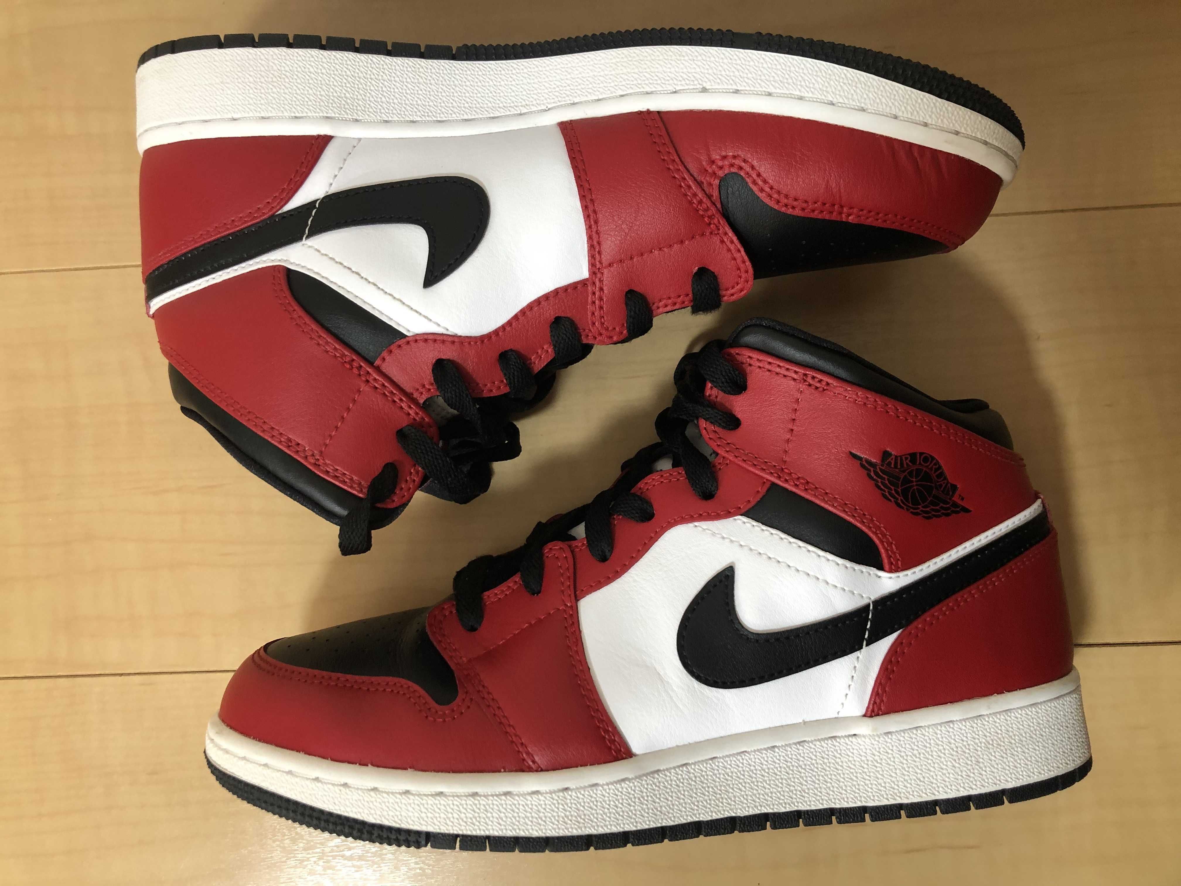 Nike GS Air Jordan 1 Mid "Black/Gym Red-White"