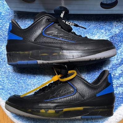 Off-White × Nike Air Jordan 2 Low "Black and Varsity Royal"