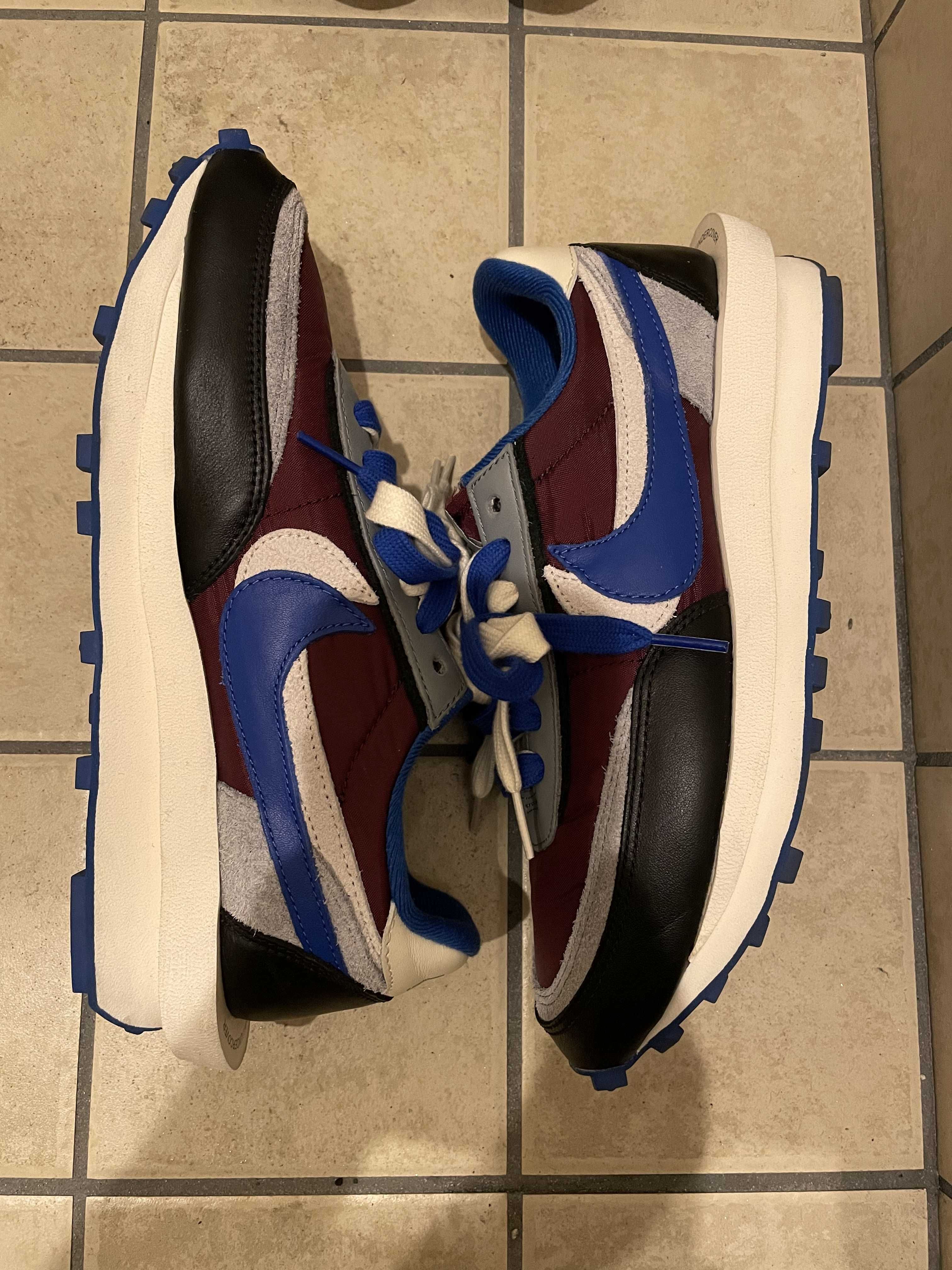 UNDERCOVER × sacai × Nike LD Waffle "Night Maroon/Pale Ivory-Ground Grey-Team Royal"