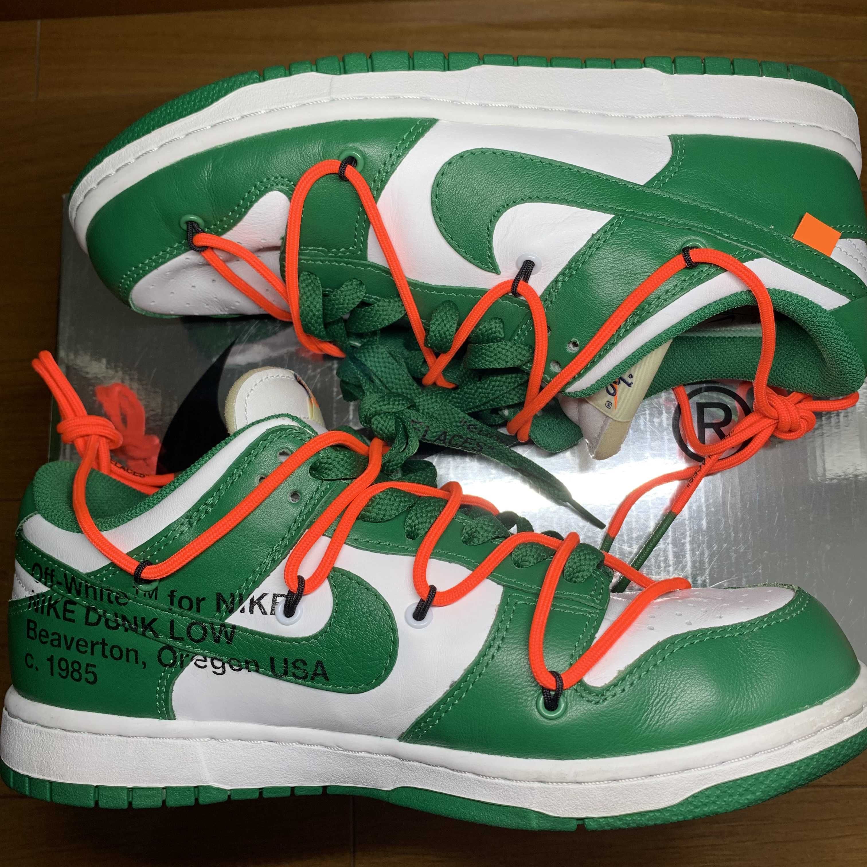 Off-White × Nike Dunk Low "White/Pine Green"