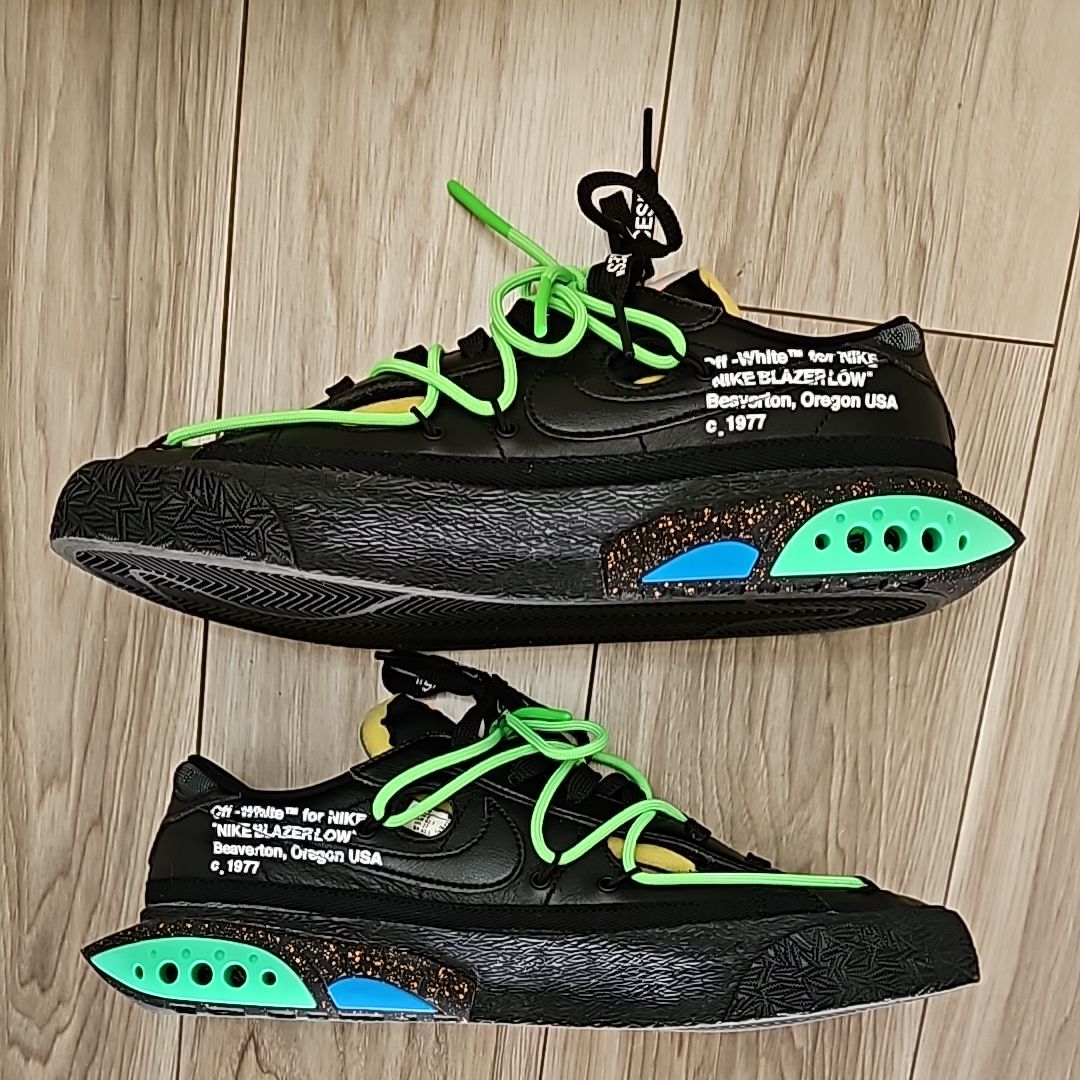 Off-White × Nike Blazer Low "Black and Electro Green"