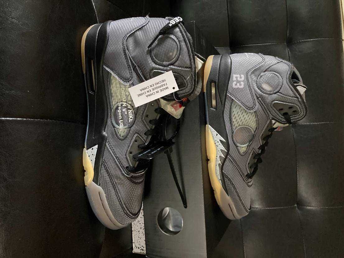 Off-White × Nike Air Jordan 5 "Black/Muslin/Fire Red"