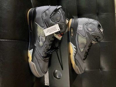 Off-White × Nike Air Jordan 5 "Black/Muslin/Fire Red"