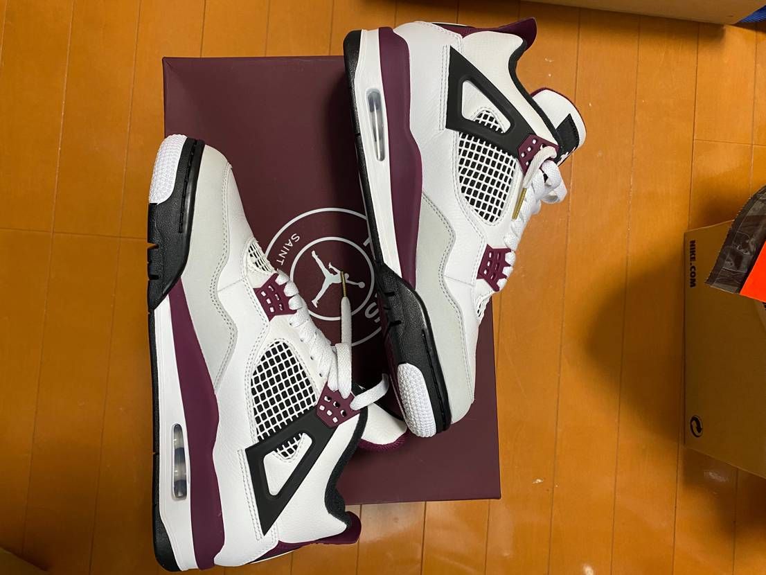 Paris Saint Germain ×Nike Air Jordan 4 Retro "White/Bordeaux/Neutral Gray"