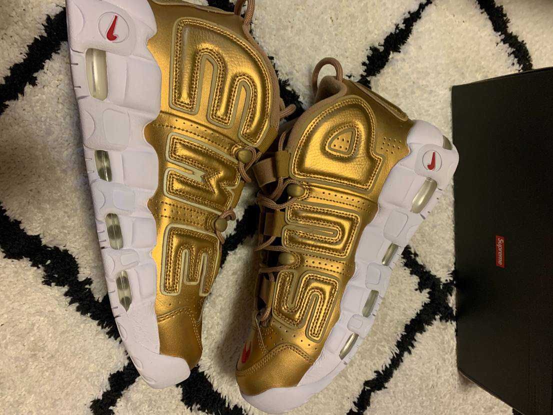Supreme × Nike Air More Uptempo "Metallic Gold"