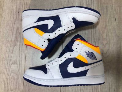 NIKE AIR JORDAN 1 MID "WHITE/NAVY/YELLOW"