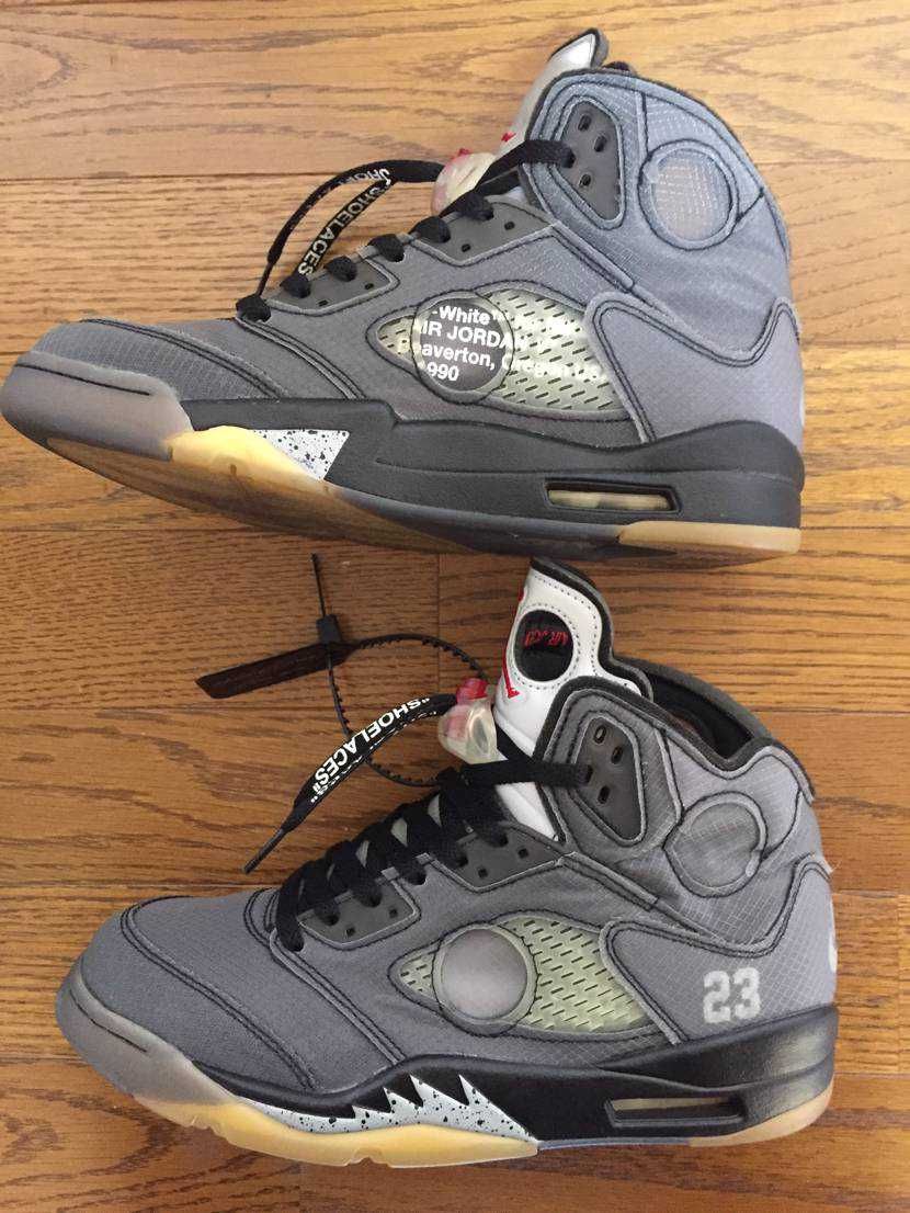 Off-White × Nike Air Jordan 5 "Black/Muslin/Fire Red"