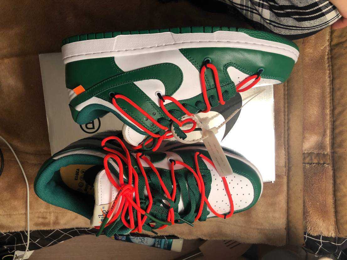 Off-White × Nike Dunk Low "White/Pine Green"