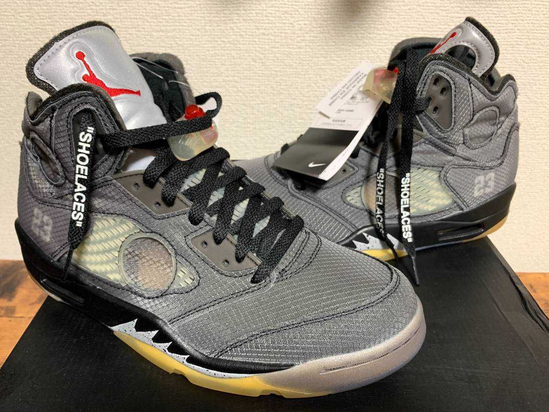 Off-White × Nike Air Jordan 5 "Black/Muslin/Fire Red"