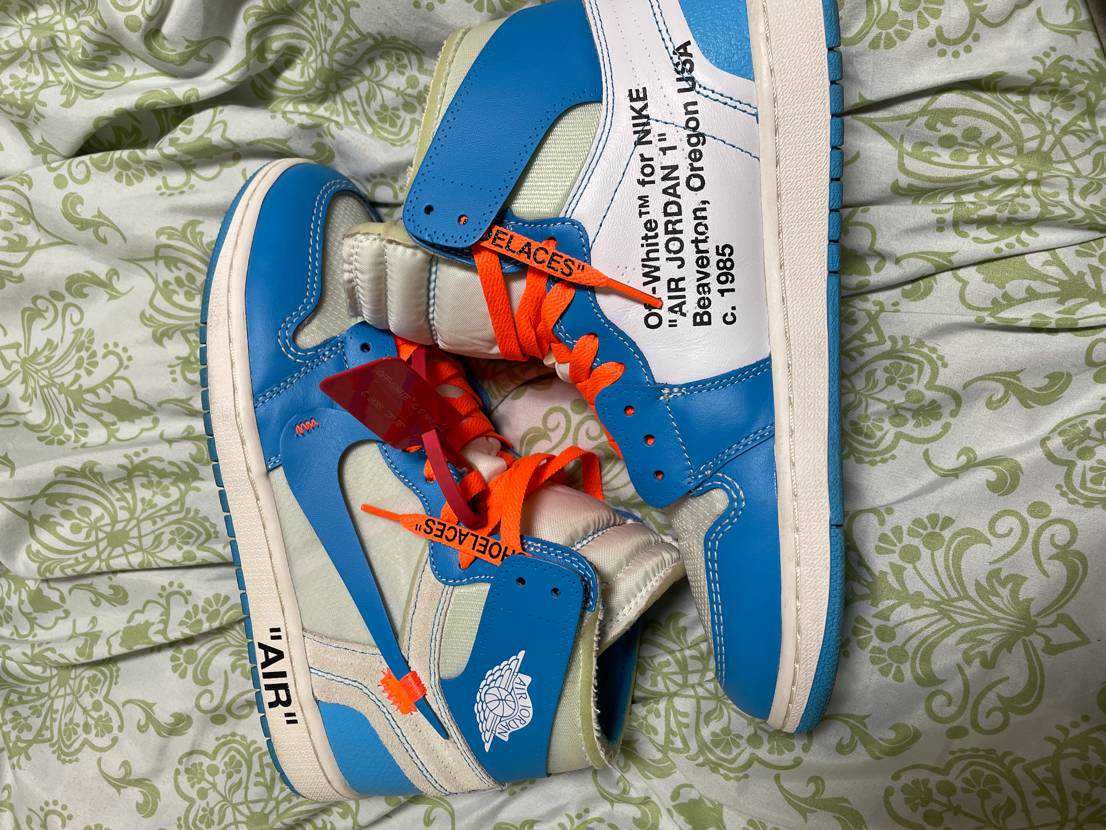 Off-White × Nike Air Jordan 1 High UNC "White/Dark Powder Blue"