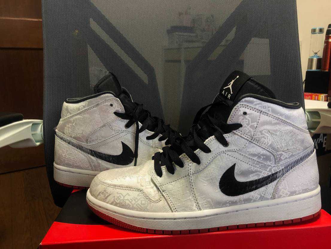 CLOT × Nike Air Jordan 1 Mid SE Fearless "White/Black/Red"