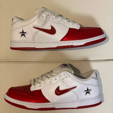 Supreme × Nike Dunk Low "Varsity Red/White"