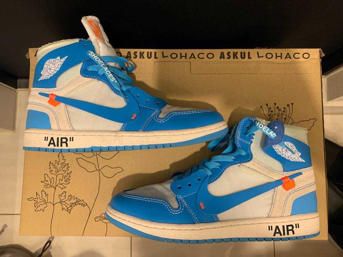 Off-White × Nike Air Jordan 1 High UNC "White/Dark Powder Blue"