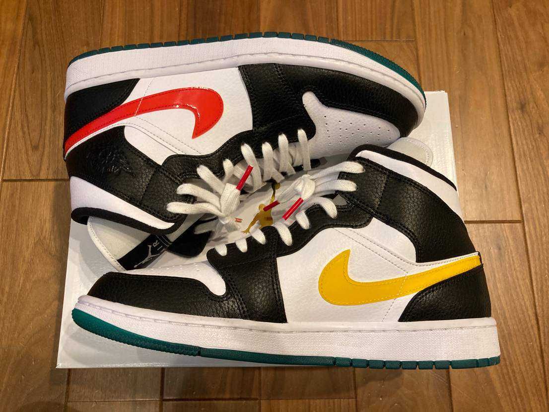 Nike Women's Air Jordan 1 Mid "White/Red/Yellow"