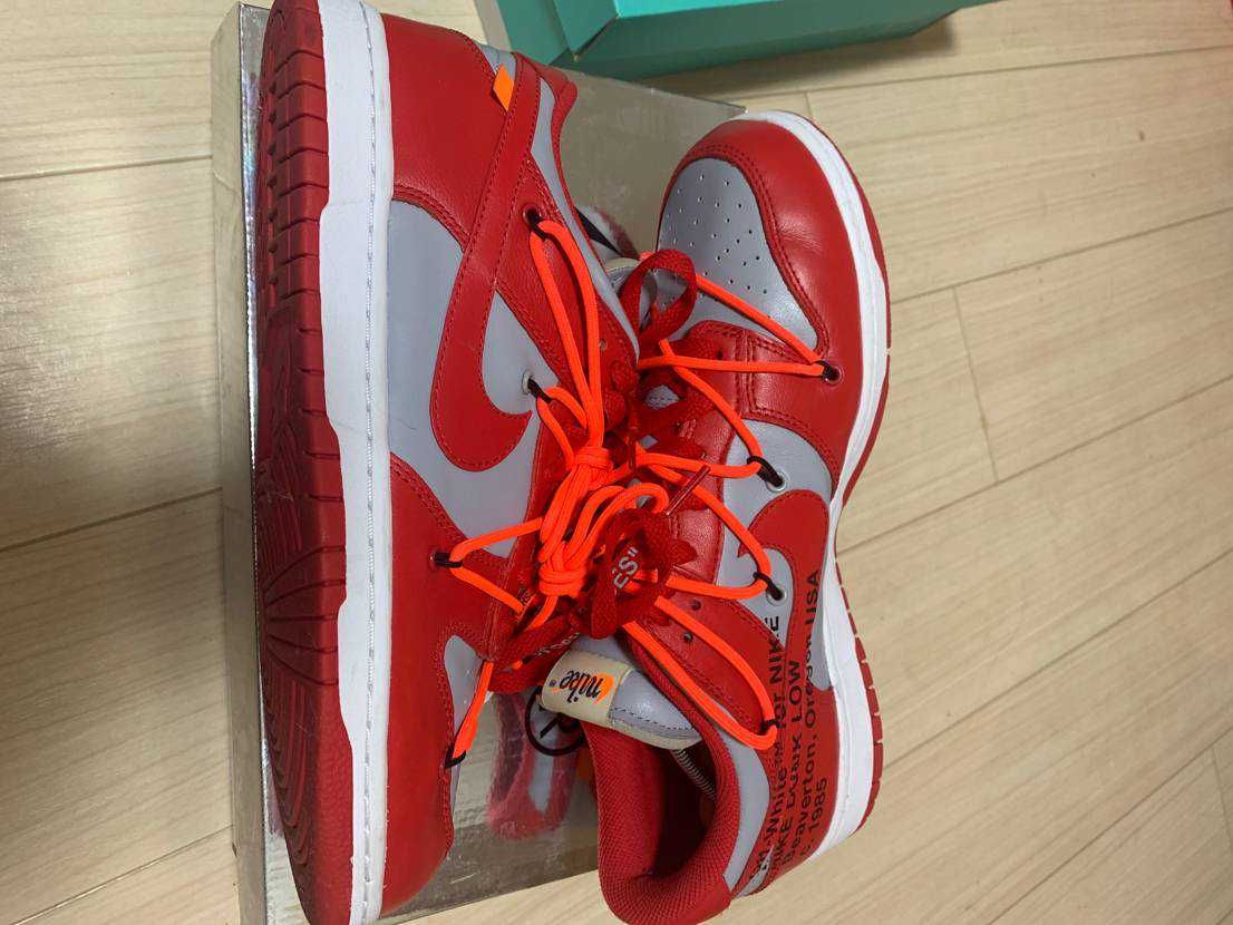 Off-White × Nike Dunk Low "University Red/Wolf Grey"