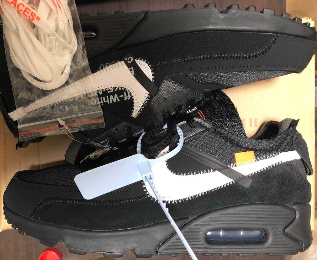 Off-White × Nike Air Max 90 "Black/Black-Cone-White"