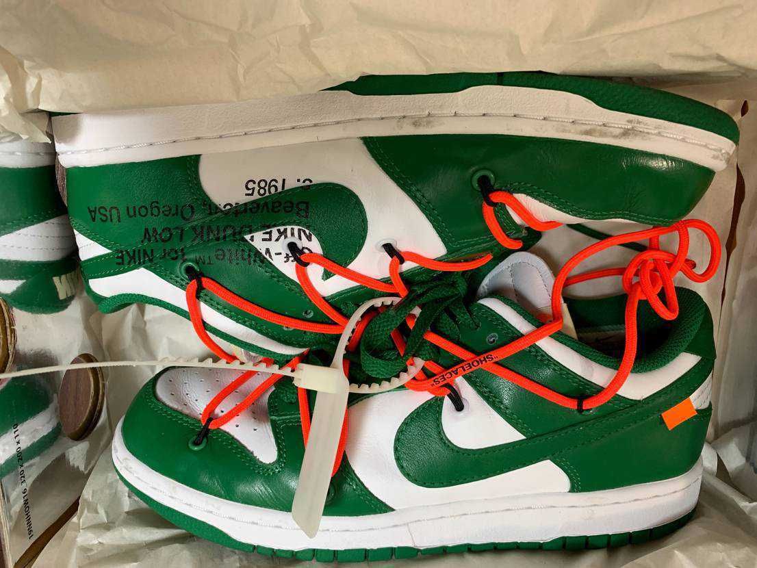 Off-White × Nike Dunk Low "White/Pine Green"