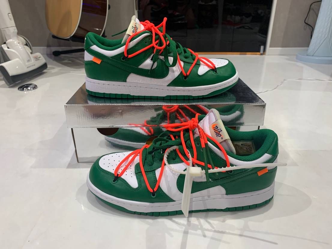 Off-White × Nike Dunk Low "White/Pine Green"