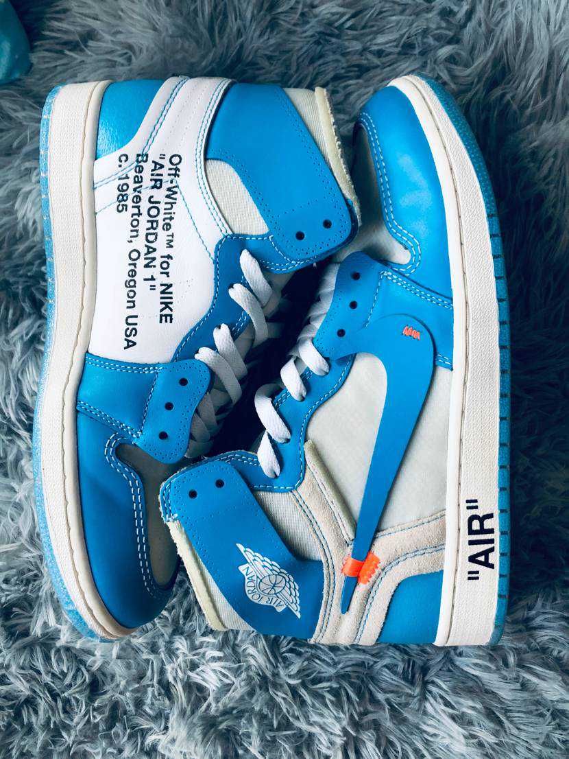 Off-White × Nike Air Jordan 1 High UNC "White/Dark Powder Blue"