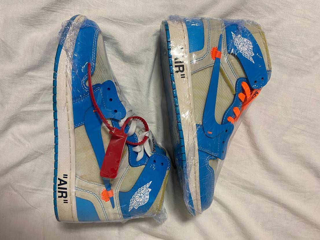 Off-White × Nike Air Jordan 1 High UNC "White/Dark Powder Blue"