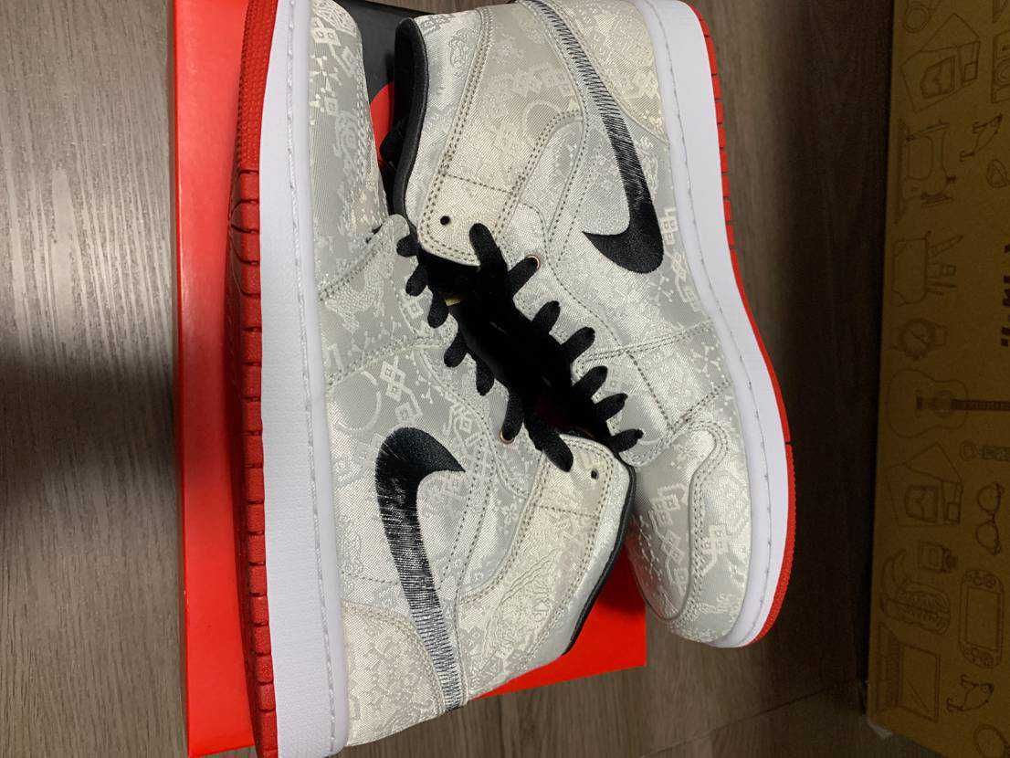 CLOT × Nike Air Jordan 1 Mid SE Fearless "White/Black/Red"