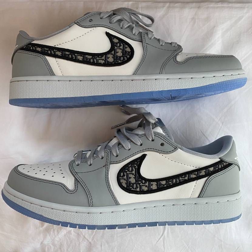 Dior × Nike Air Jordan 1 Low OG "Wolf Grey/Black-Sail-White"