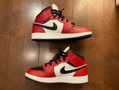 Nike GS Air Jordan 1 Mid "Black/Gym Red-White"