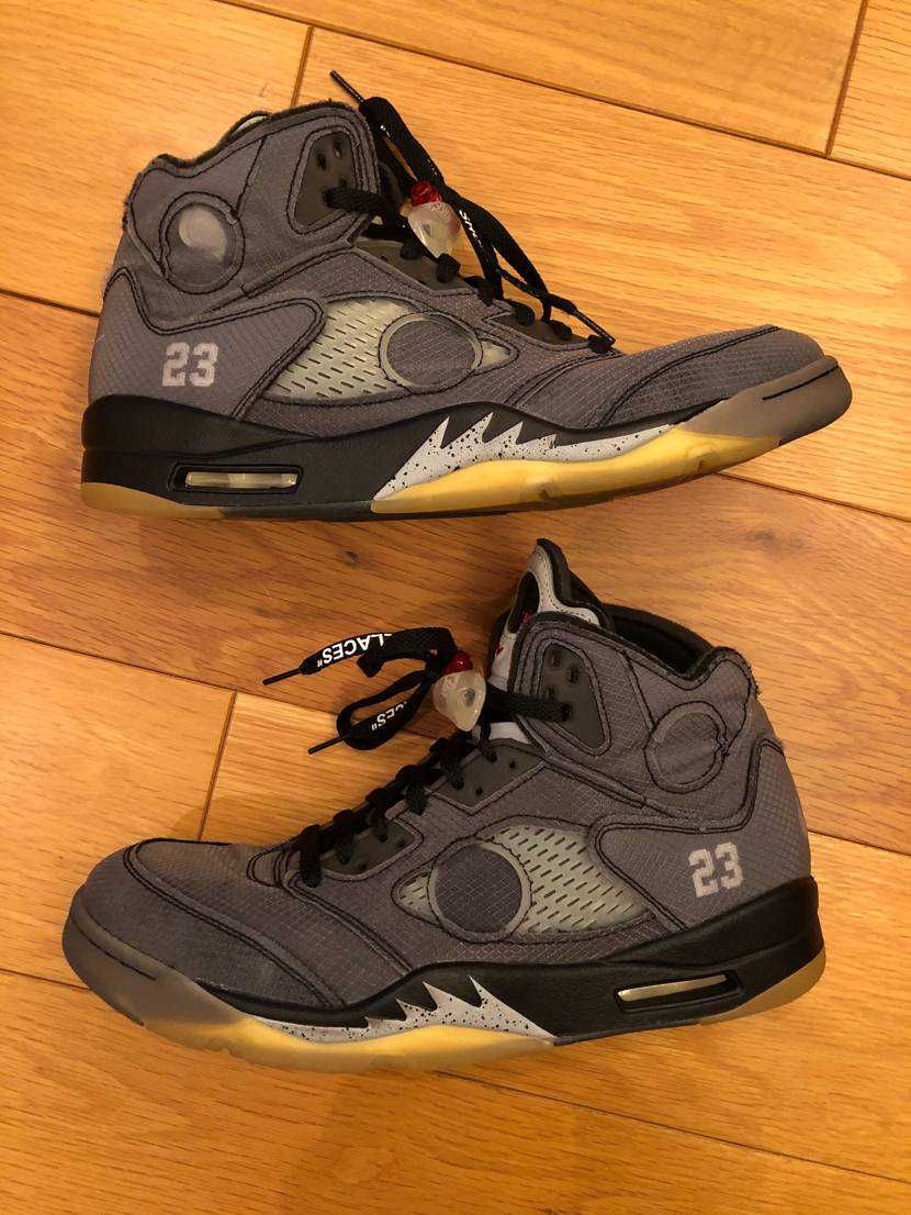 Off-White × Nike Air Jordan 5 "Black/Muslin/Fire Red"