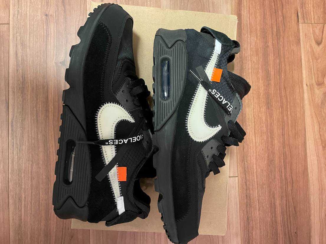 Off-White × Nike Air Max 90 "Black/Black-Cone-White"