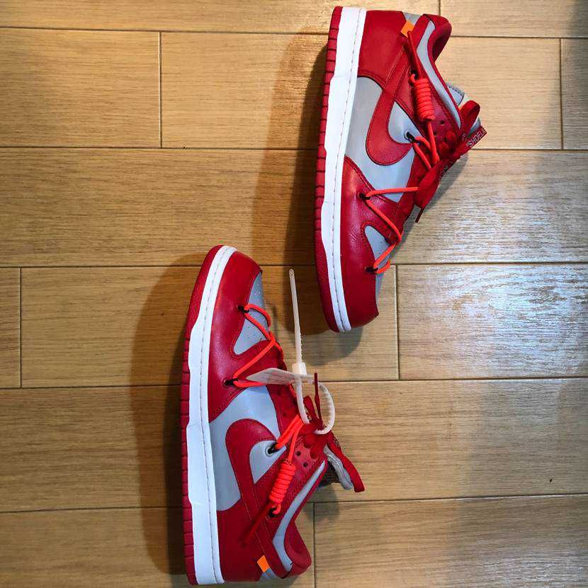 Off-White × Nike Dunk Low "University Red/Wolf Grey"