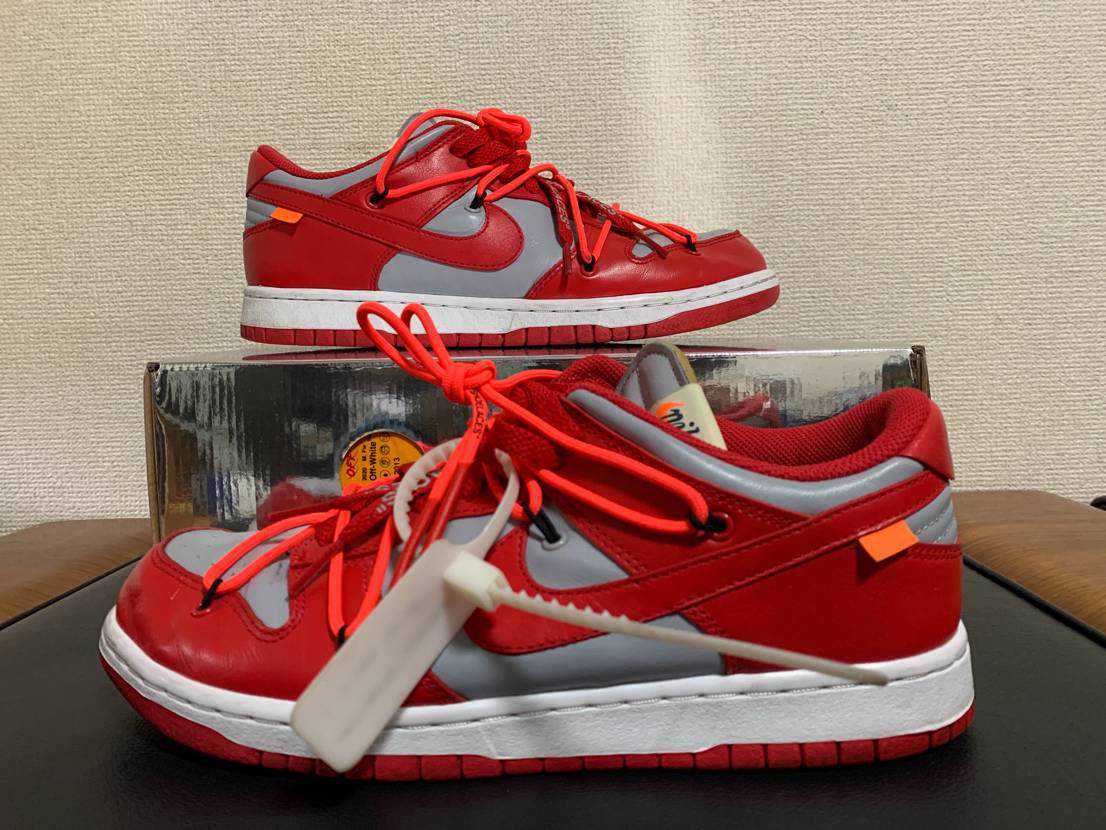 Off-White × Nike Dunk Low "University Red/Wolf Grey"