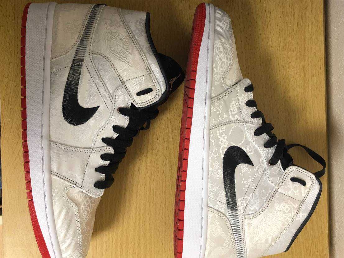 CLOT × Nike Air Jordan 1 Mid SE Fearless "White/Black/Red"
