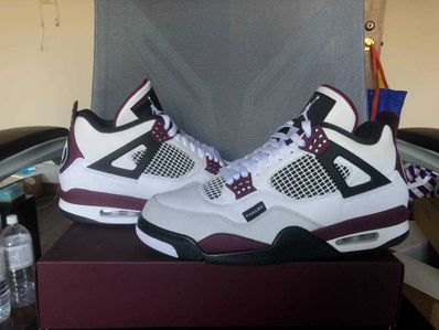 Paris Saint Germain ×Nike Air Jordan 4 Retro "White/Bordeaux/Neutral Gray"