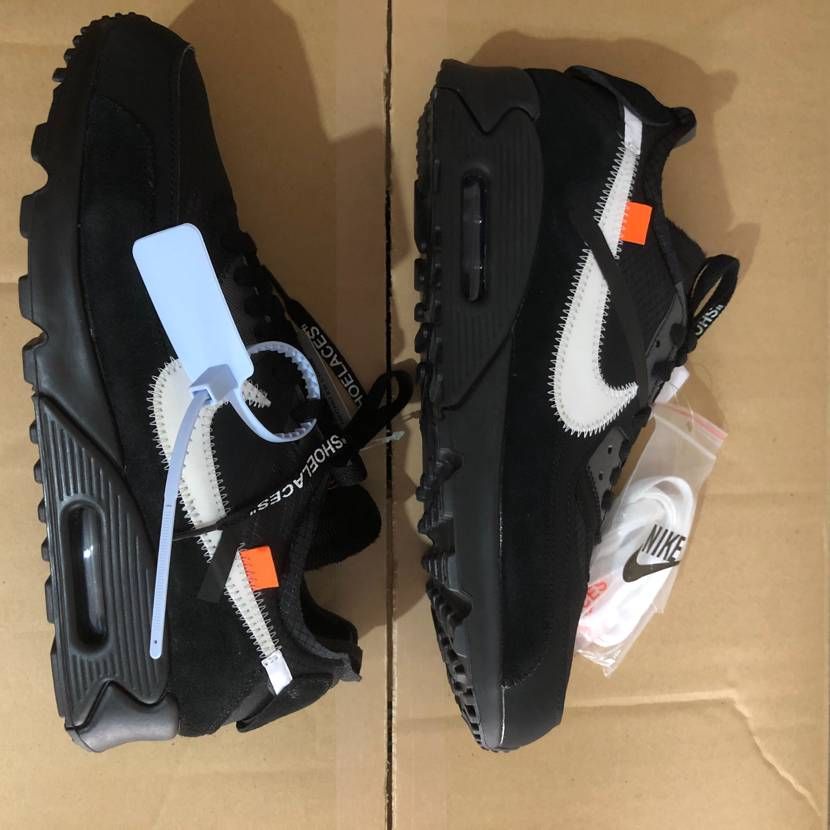 Off-White × Nike Air Max 90 "Black/Black-Cone-White"