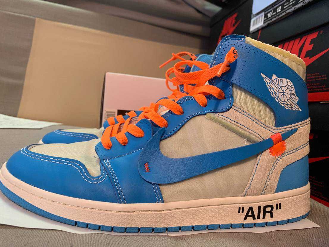 Off-White × Nike Air Jordan 1 High UNC "White/Dark Powder Blue"