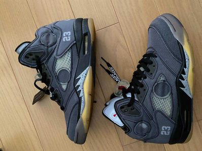 Off-White × Nike Air Jordan 5 "Black/Muslin/Fire Red"