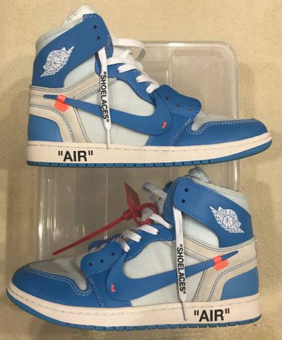 Off-White × Nike Air Jordan 1 High UNC "White/Dark Powder Blue"