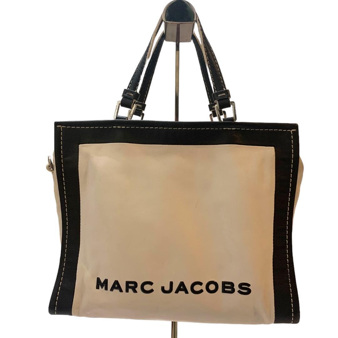 MARC JACOBS マーク ジェイコブス ロゴ入り 2way ショルダーバッグ トート バッグ ホワイト ブラック