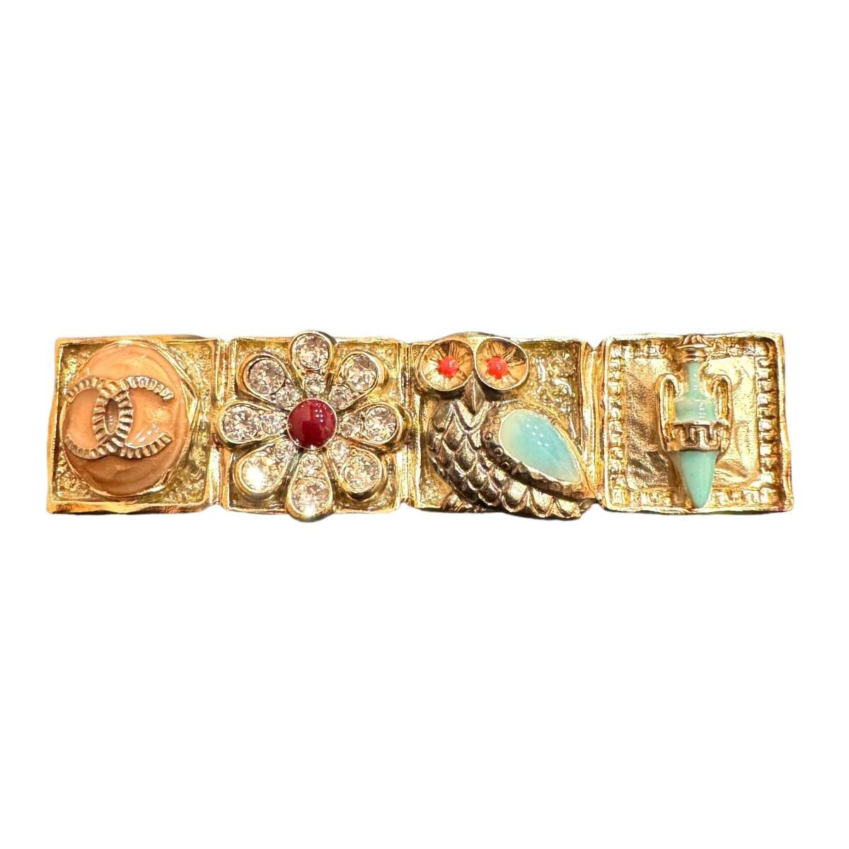 目立った傷や汚れなし】Chanel ココマーク フクロウ ブローチ 4連 18C