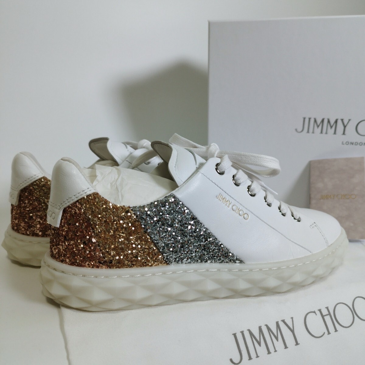 ジミーチュウ シルバー グリッター スニーカー 36 1点限り JIMMY CHOO ロゴ シルバーグリッター スニーカー (Jimmy