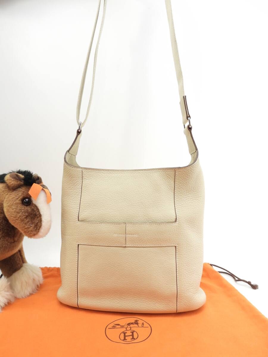 エルメス グッドニュースPM トリヨンクレマンスレザー パーシマン ポシェット クロスボディバッグ@□L