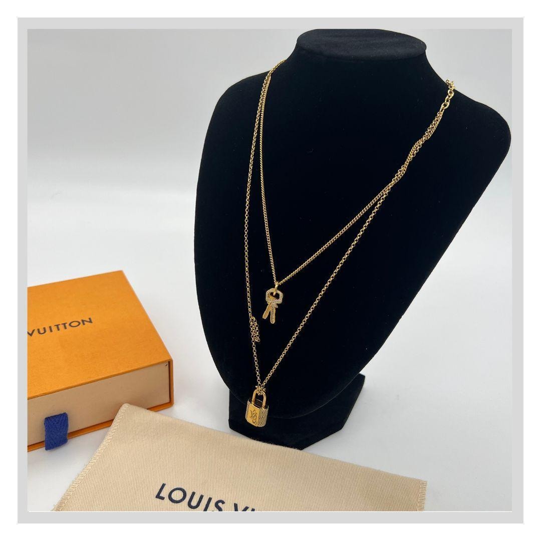 ルイヴィトン M01593　パドロック　ラインストーン ネックレス　ゴールド