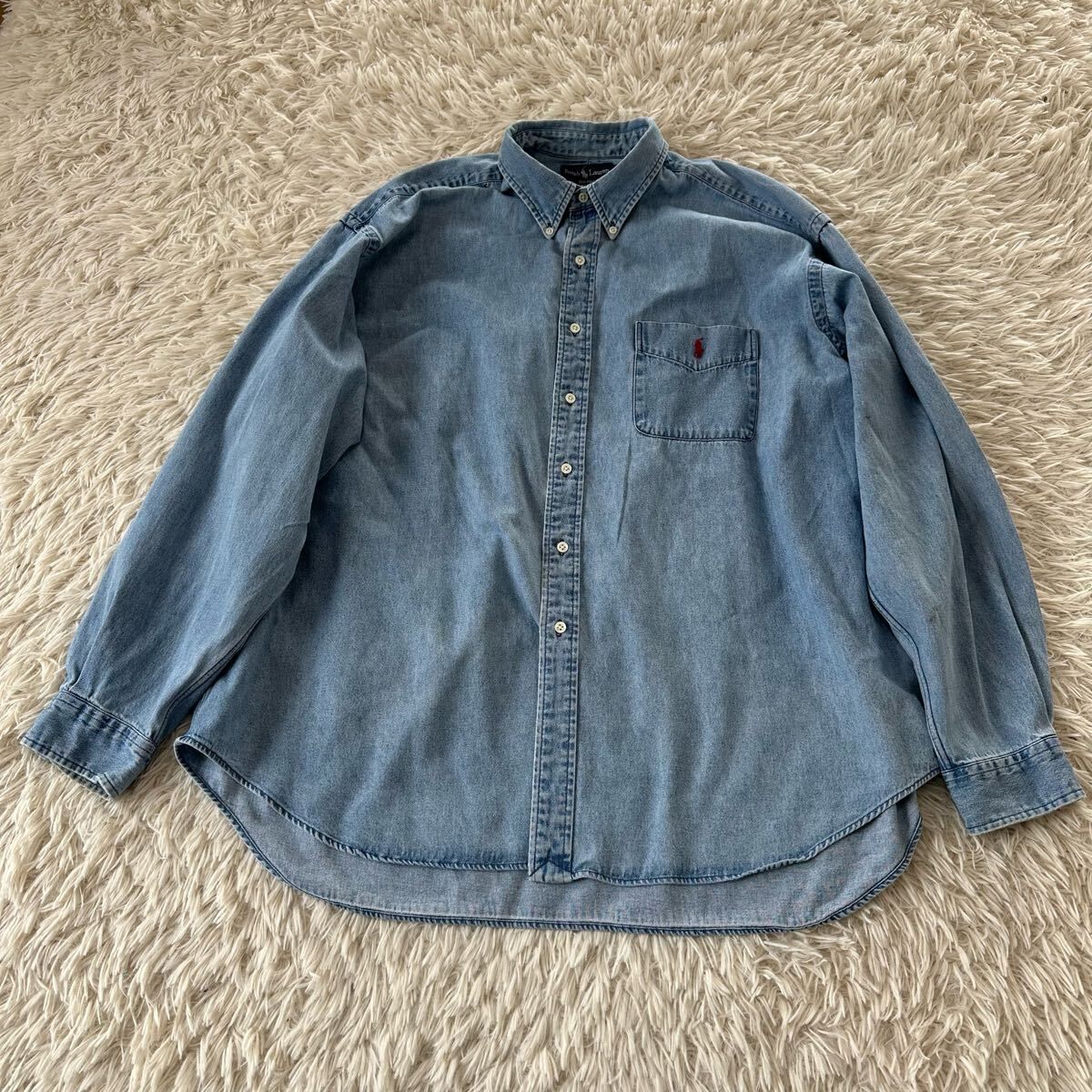 【RalphLauren】ラルフローレン XXL デニム シャツ ボタンダウン