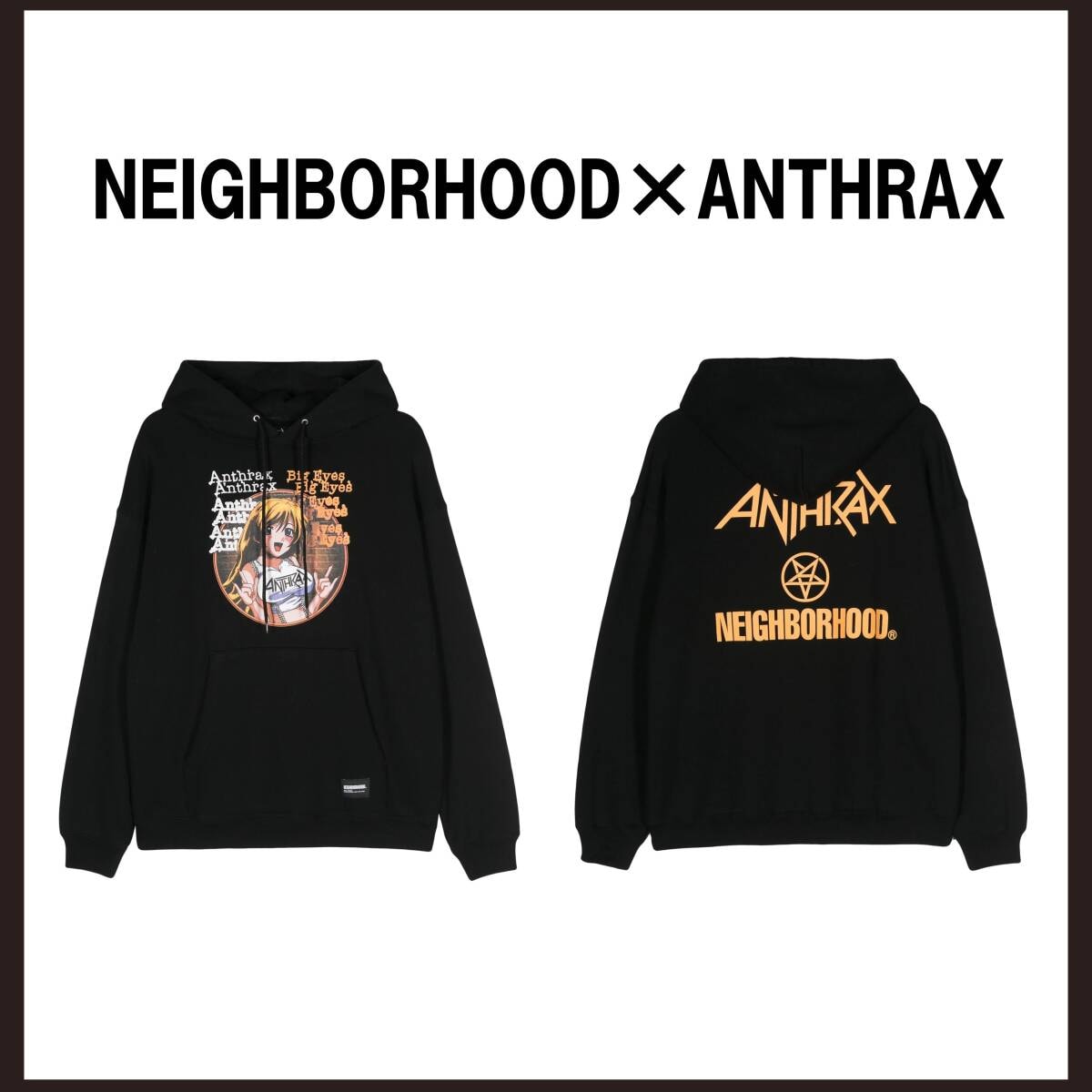●○新品未使用　NEIGHBORHOOD×ANTHRAX　プリントパーカー　L　ブラック○●