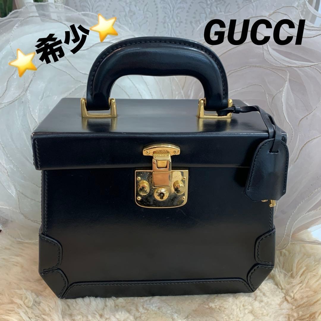 ☆激レア☆GUCCI レディロック バニティバッグ レザー 黒 ヴィンテージ