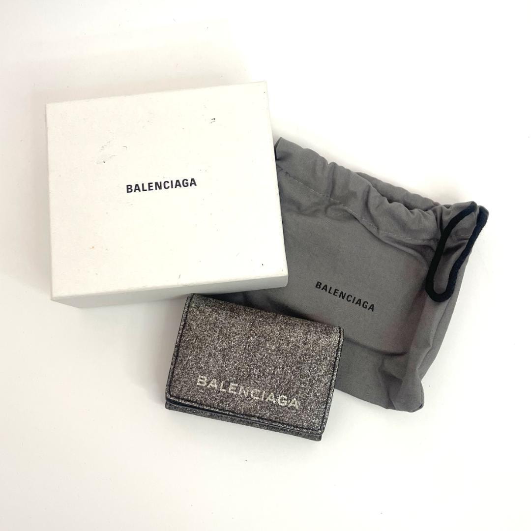 目立った傷や汚れなし】BALENCIAGA バレンシアガ グリッター 三つ折り