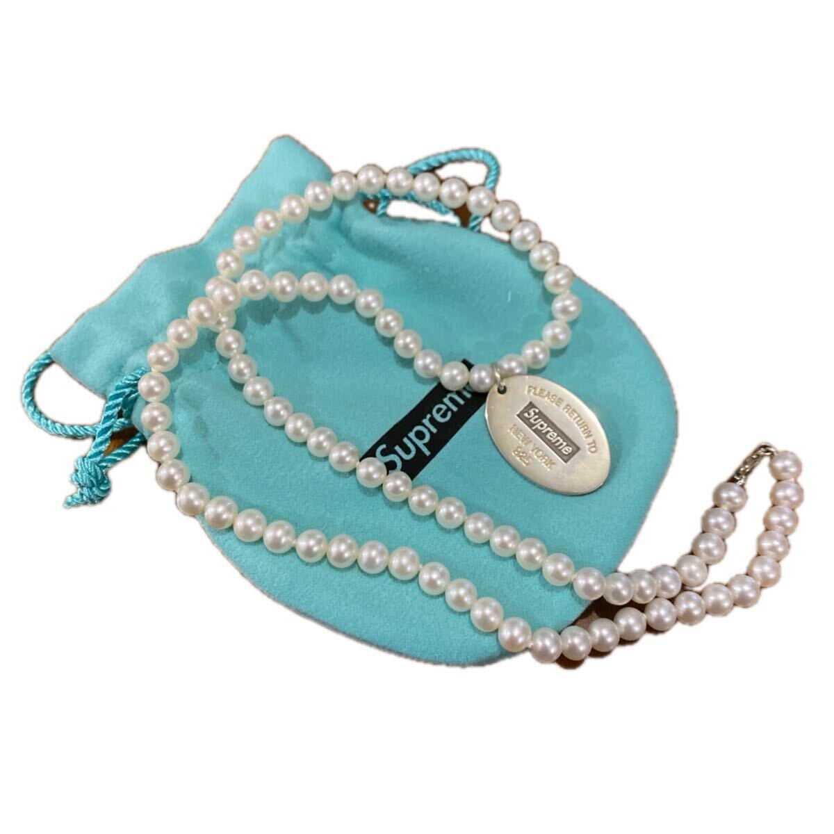 Supreme / Tiffany & Co. Return to Tiffany Oval Tag Pearl Necklace Pearl TIFFANY ネックレス 希少 新古品 ティファニー シュプリーム 