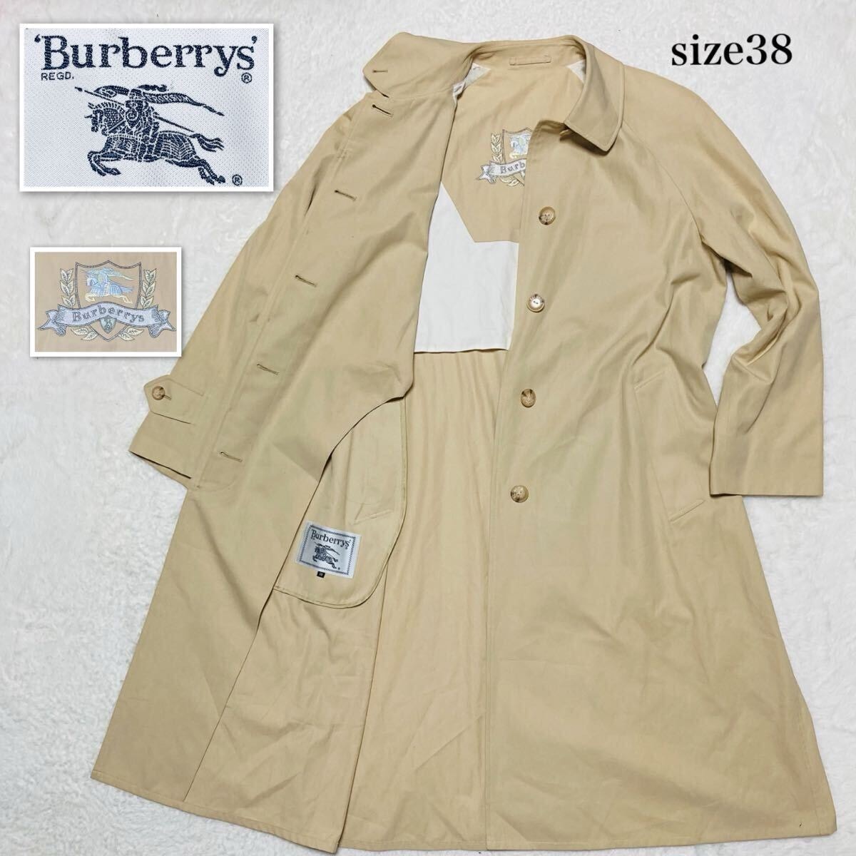 Burberrys バーバリー　ステンカラーコート　スプリングコート　レディース　size38(M相当) 三陽商会　コットン100% 裏地ロゴエンブレム